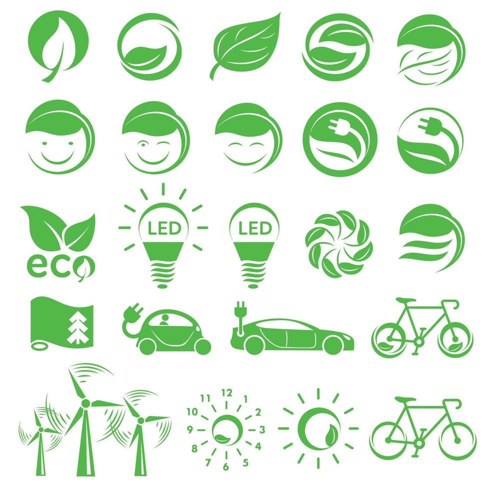 Ecology simple icons set vector