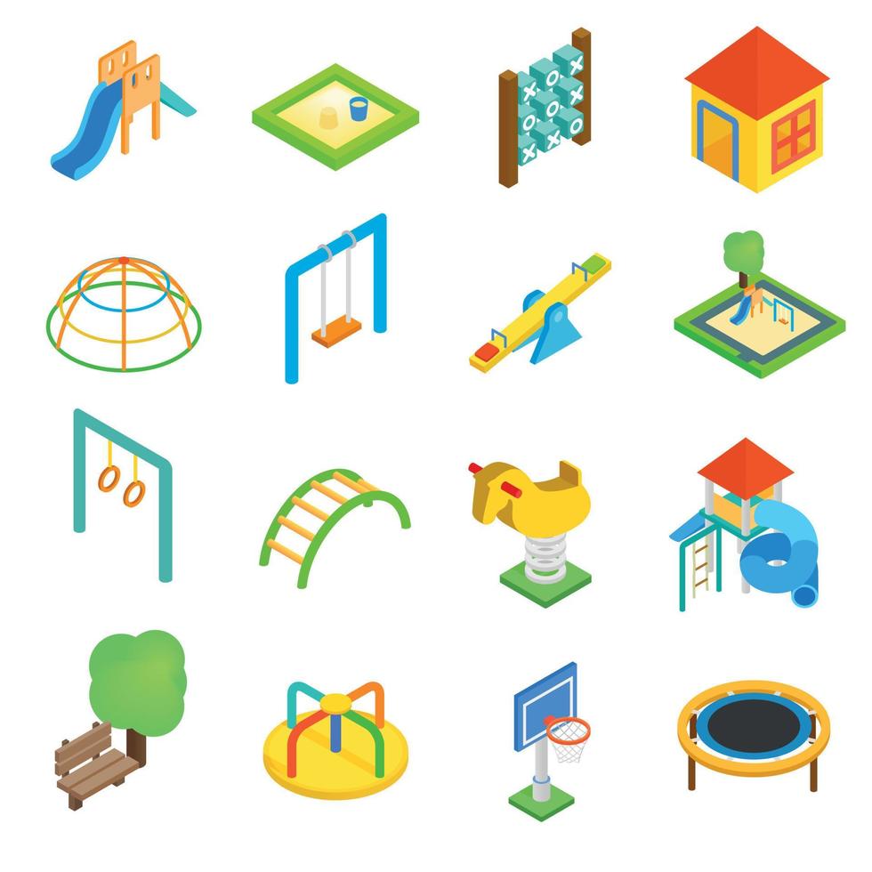 Playground isometric 3d icons vector