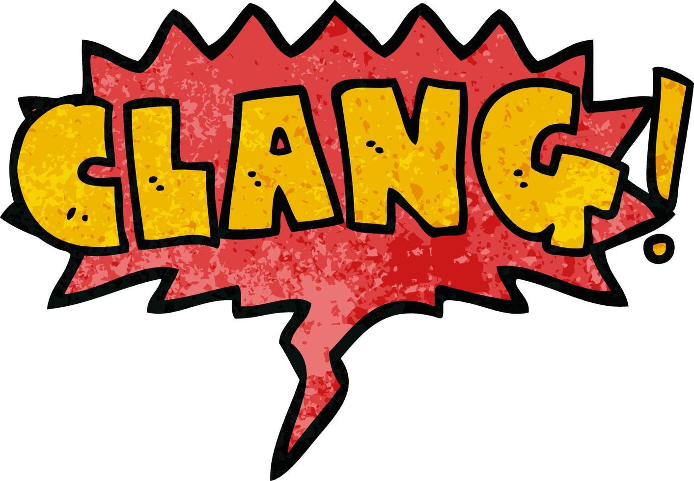 cartoon word clang and speech bubble in retro texture style vector