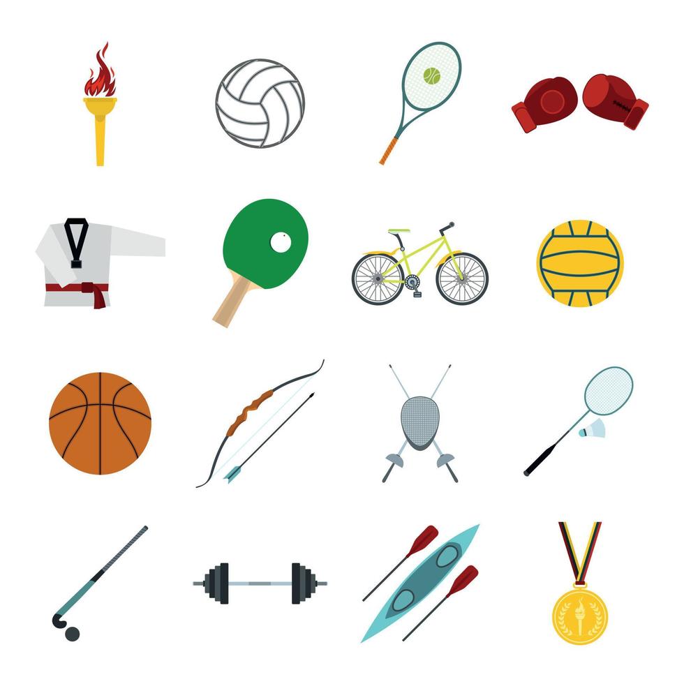 conjunto de iconos planos de deporte de verano vector