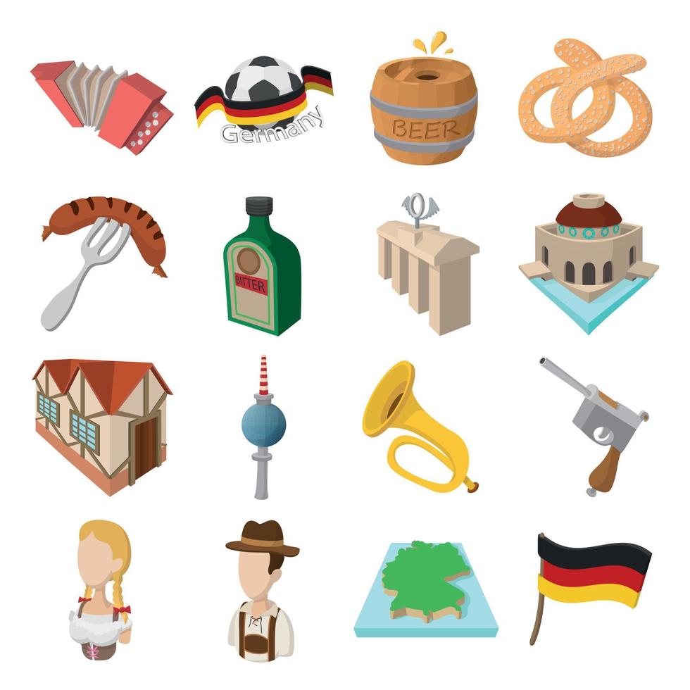 Germany cartoon icons vector