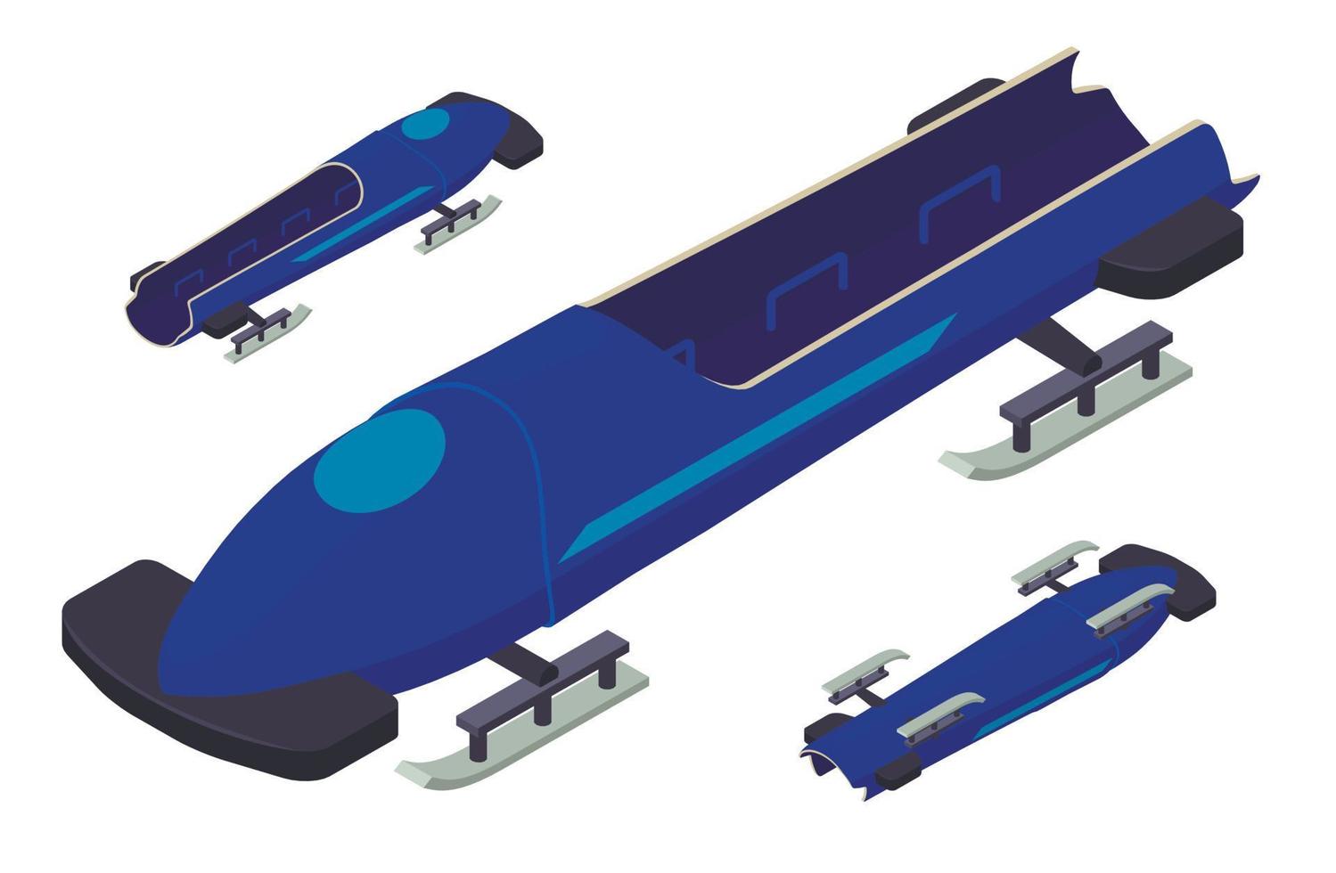 conjunto de iconos de bobsleigh, estilo isométrico vector