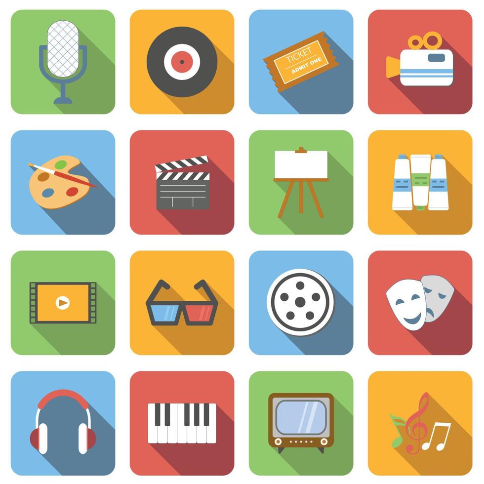 Multimedia flat icons set vector