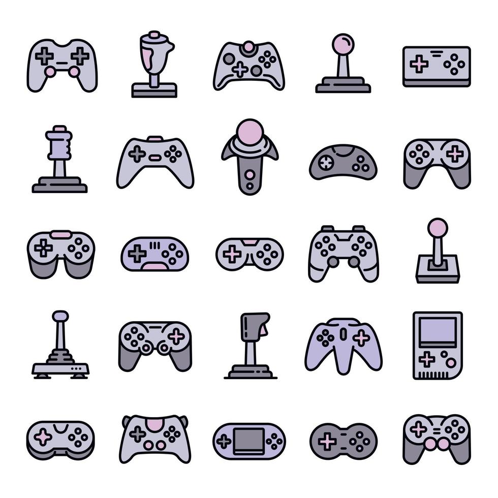 conjunto de iconos de joystick, estilo de contorno vector