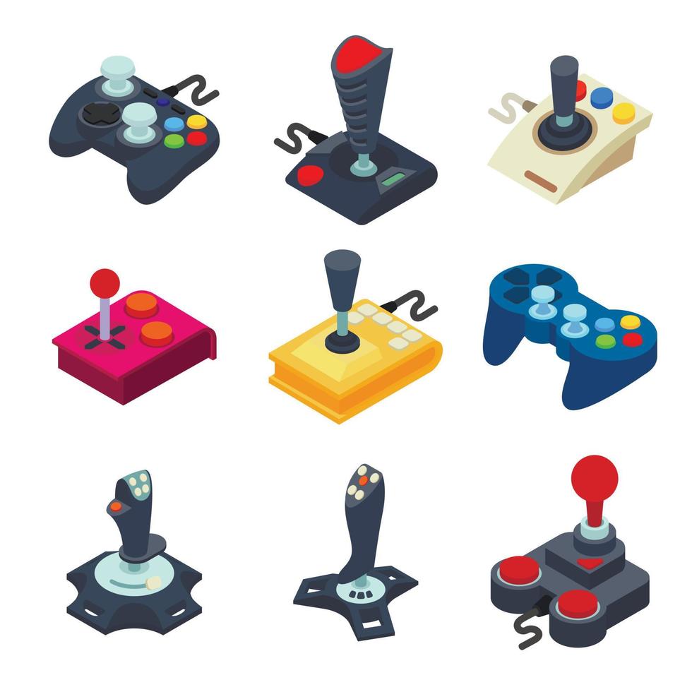 Joystick icons set, isometric style vector