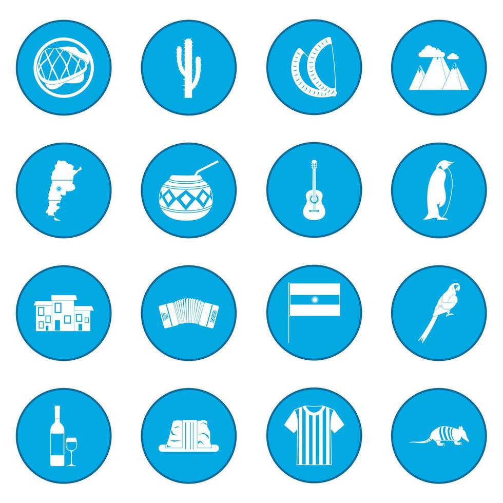 Argentina set icon blue vector