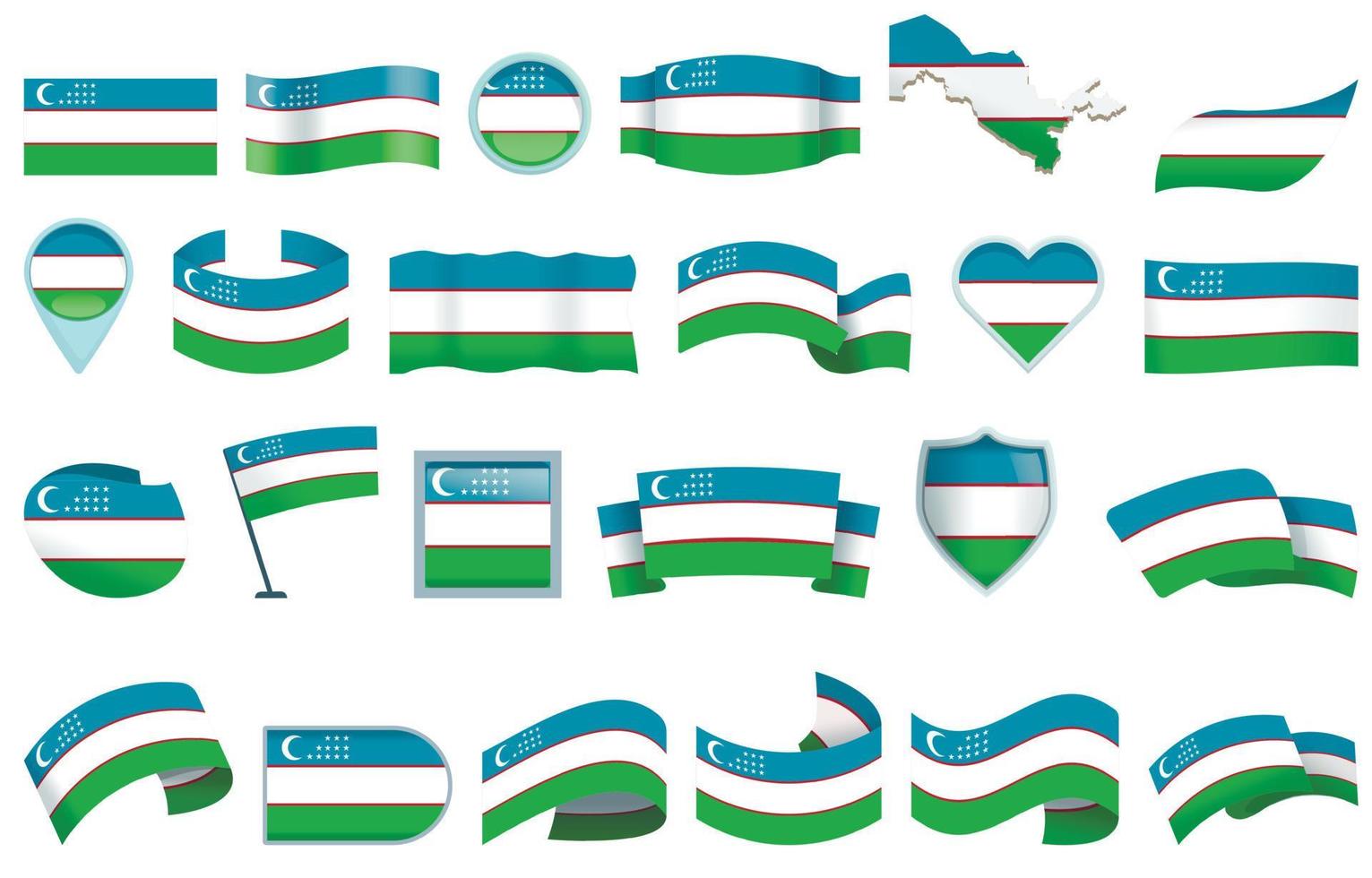 Uzbekistan icons set cartoon vector. National flag vector