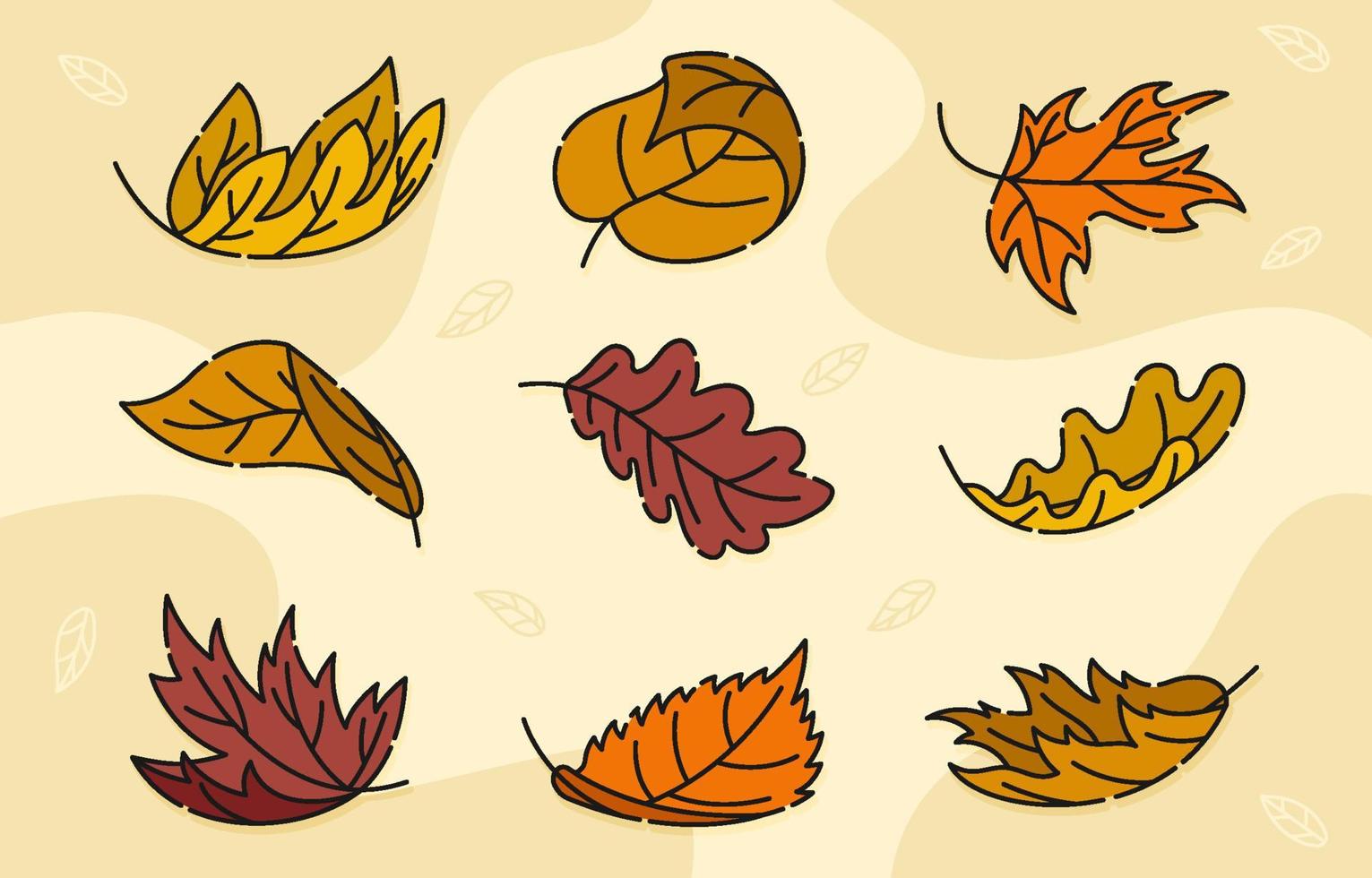 Fallen Leaves Icon Set vector