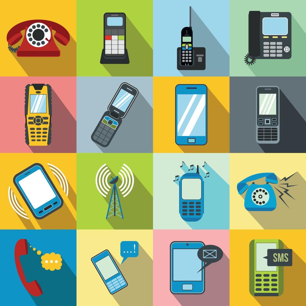 Phone flat icons vector