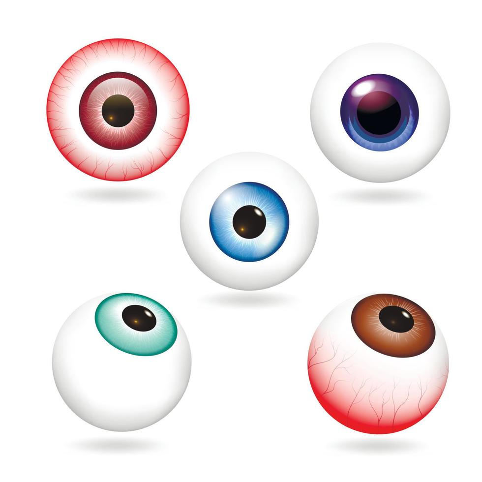 conjunto de iconos de globo ocular, estilo realista vector