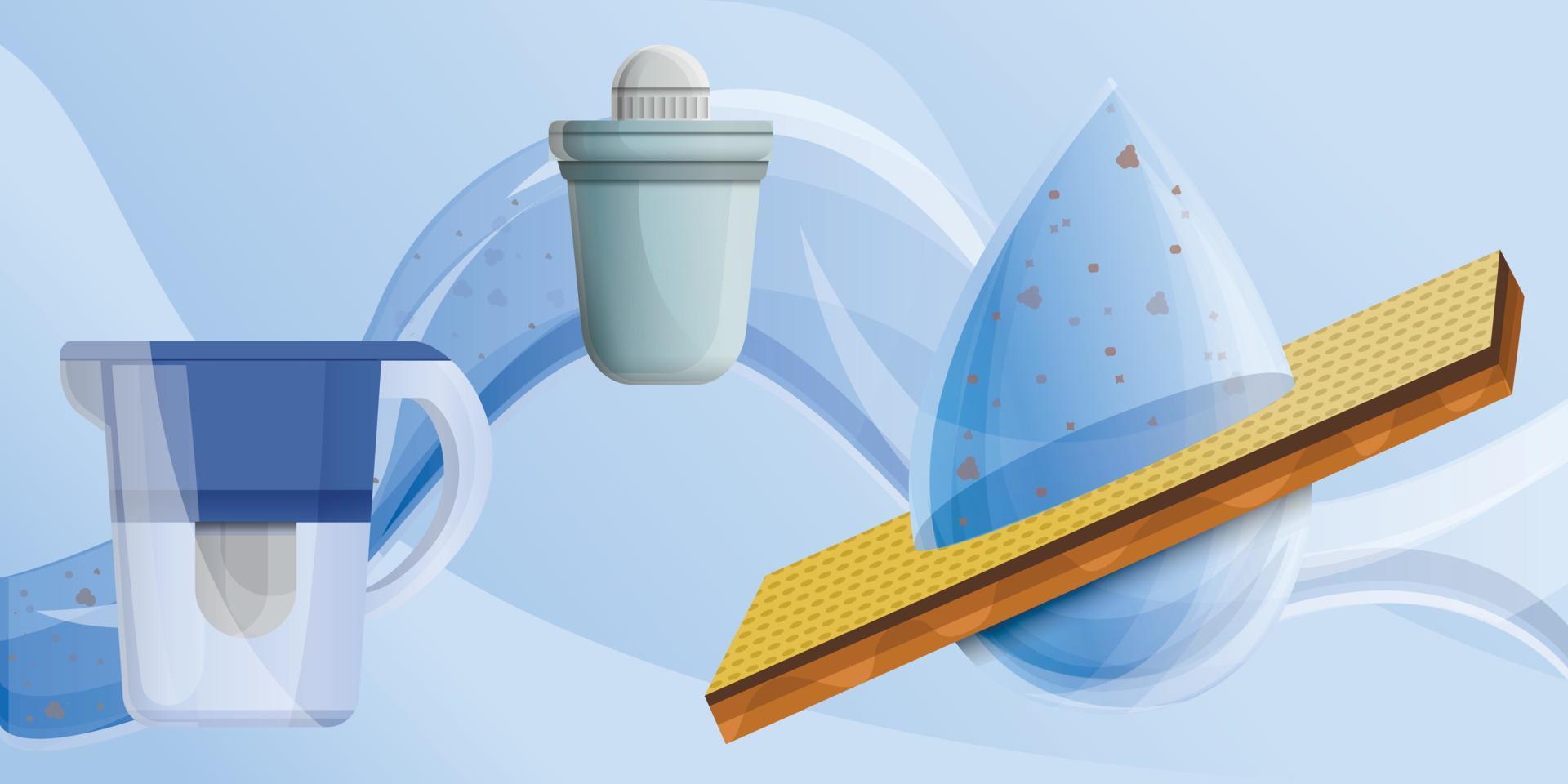 Filter water concept banner, cartoon style vector