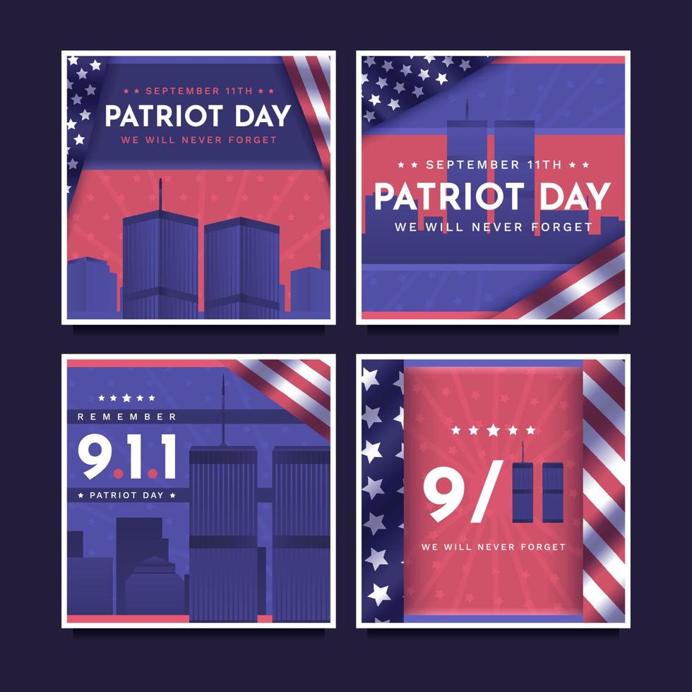 Social Media Collection of Patriot Day 9.1.1 vector