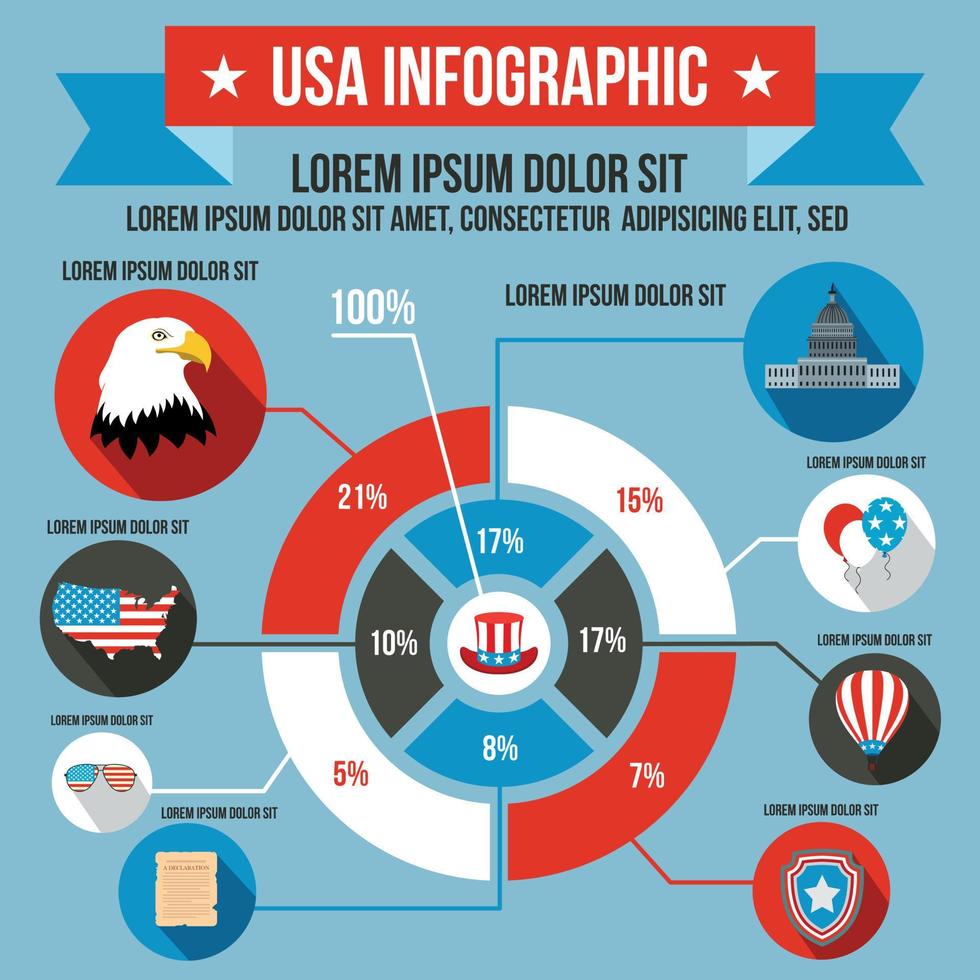 USA infographic, flat style vector