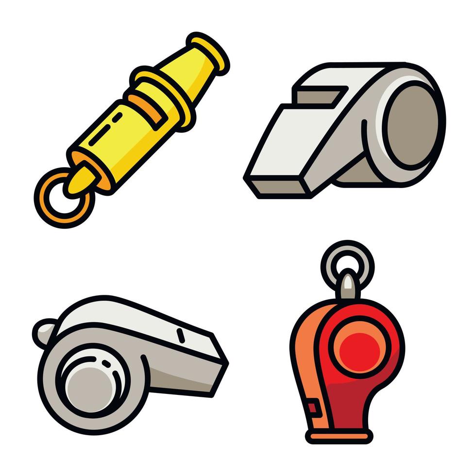 Whistle icons set, outline style vector