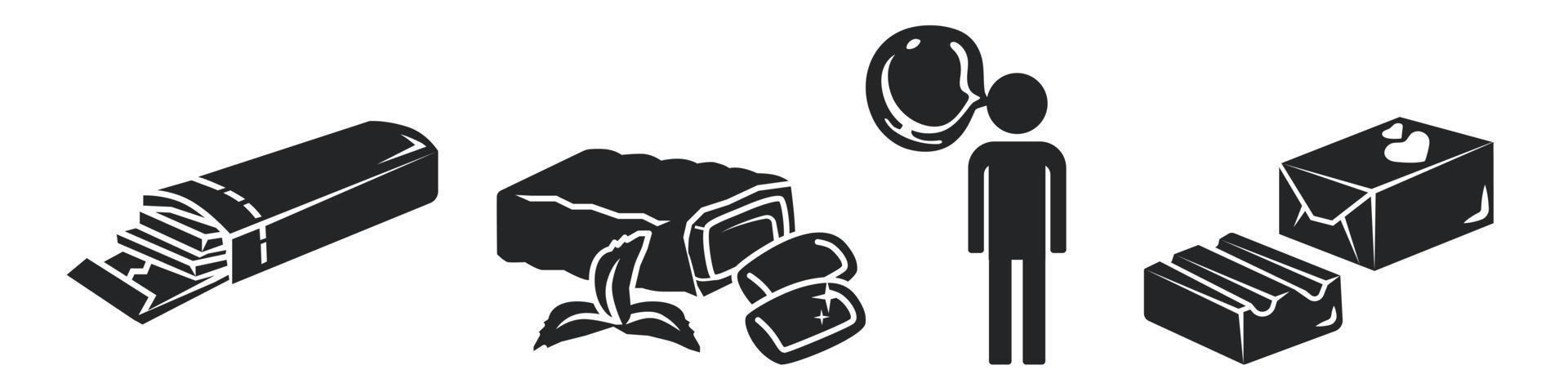 Gum icon set, simple style vector