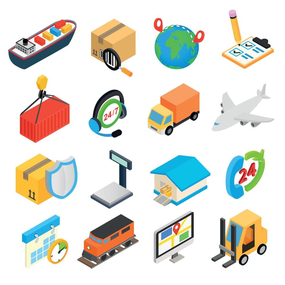 Logistics isometric 3d icons vector