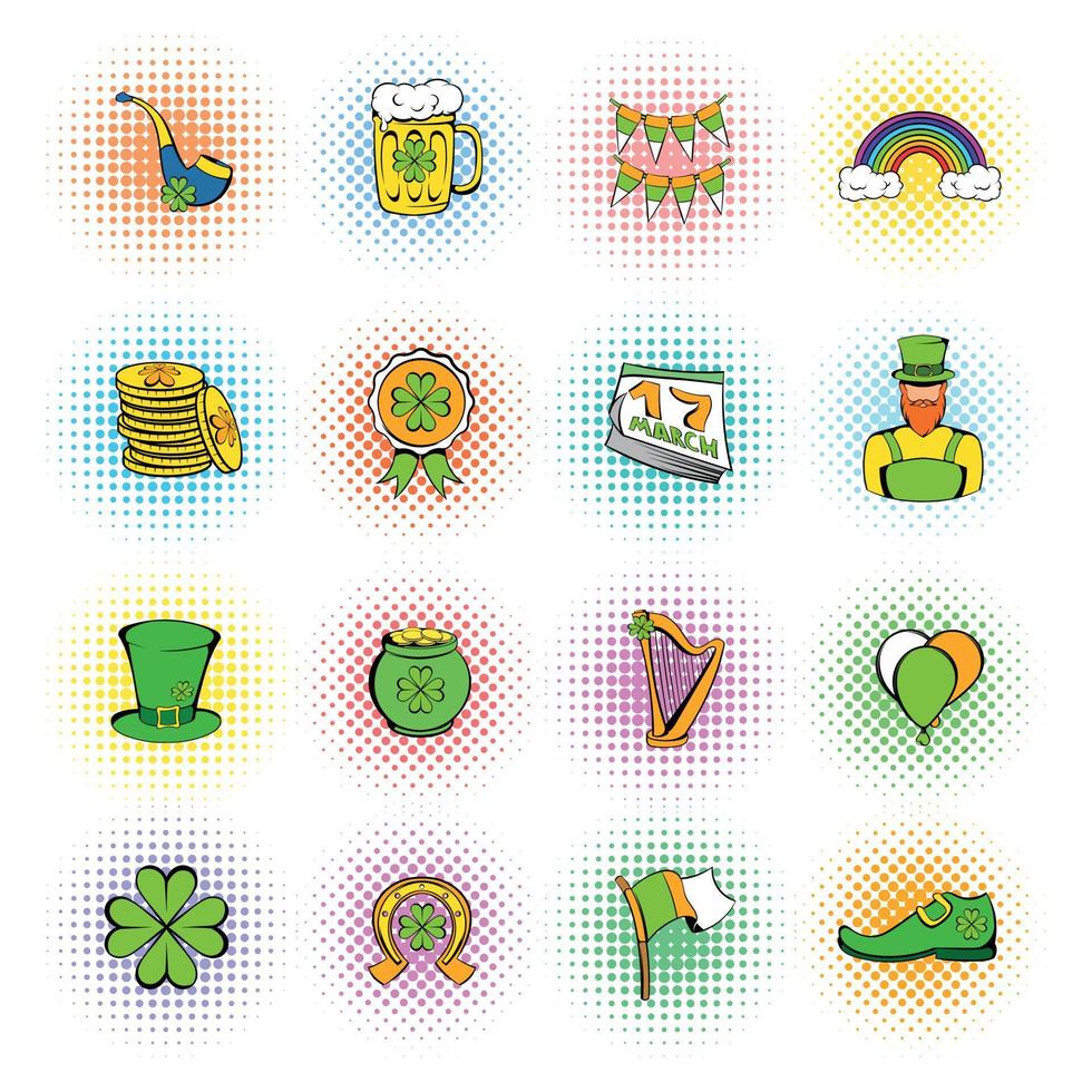 St Patrick Day set icons vector