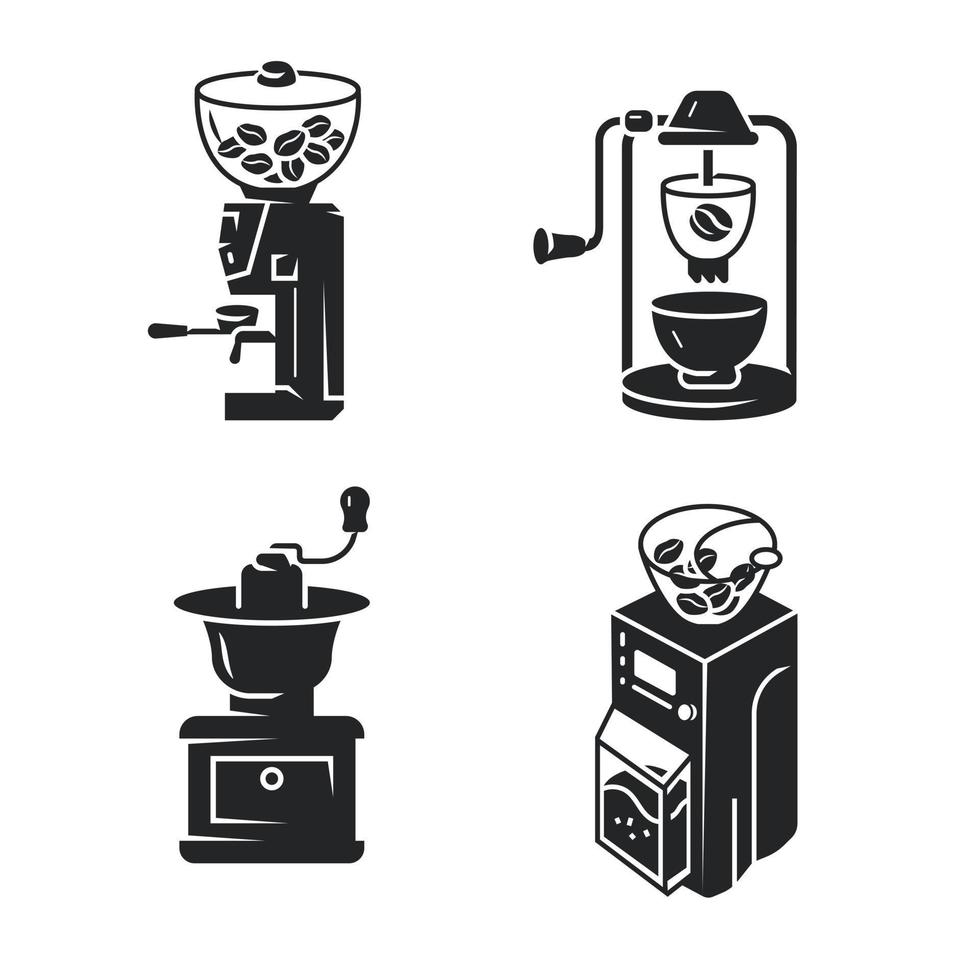 Coffee grinder icons set, simple style vector