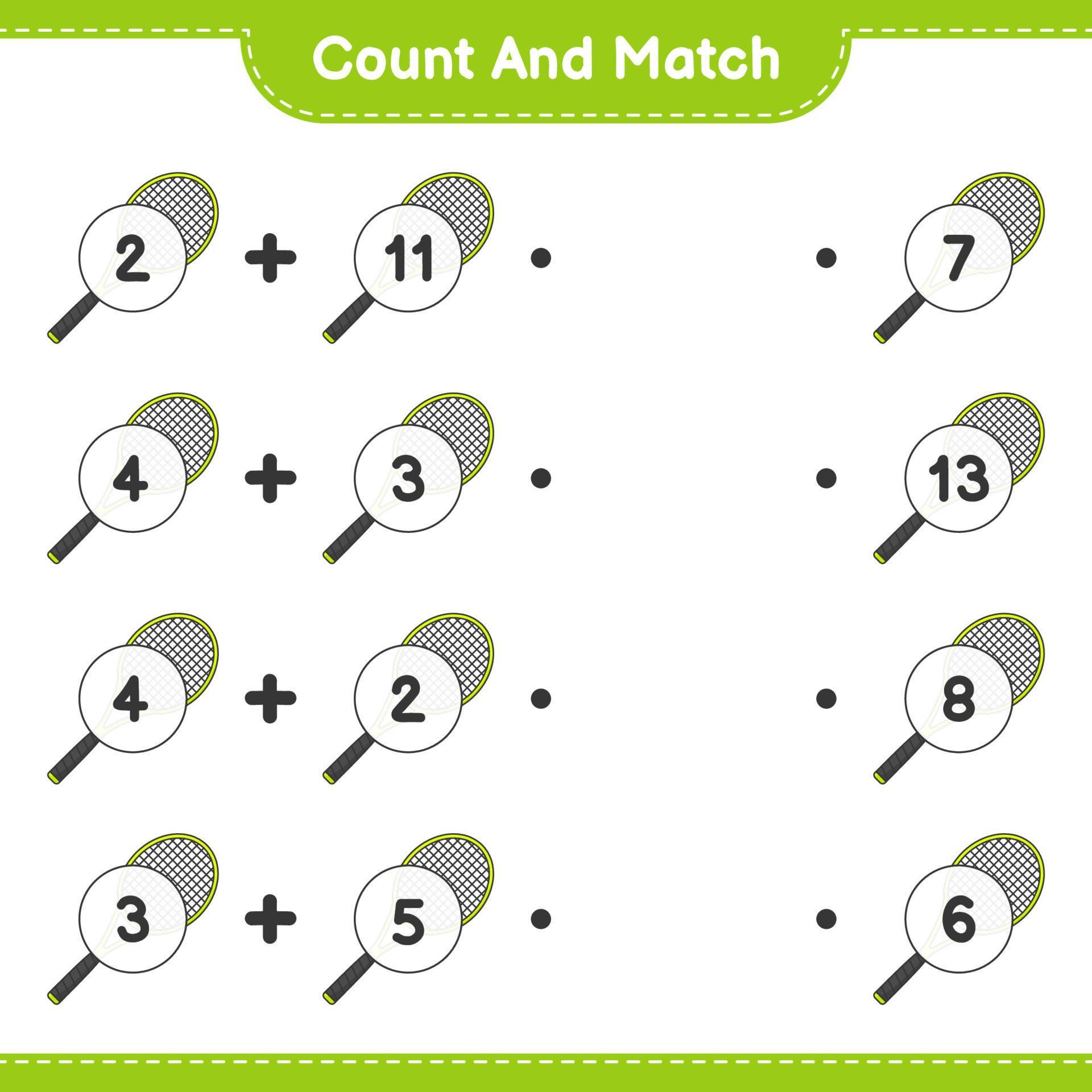 Count and match, count the number of Tennis Racket and match with the