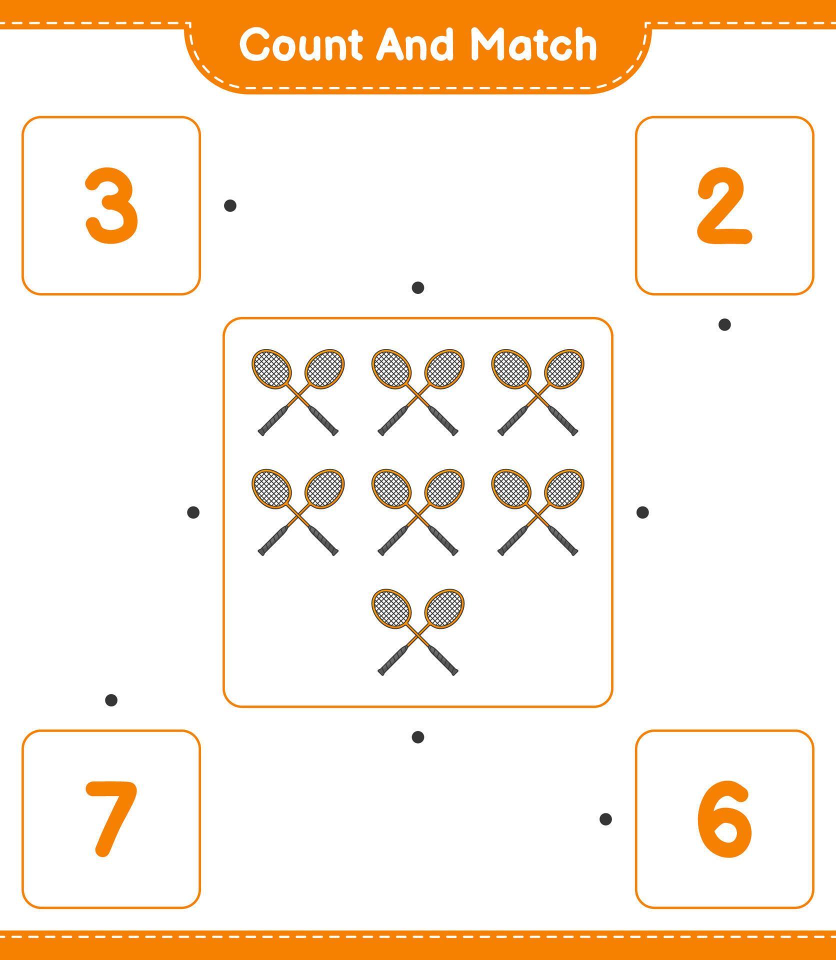 Count and match, count the number of Badminton Rackets and match with