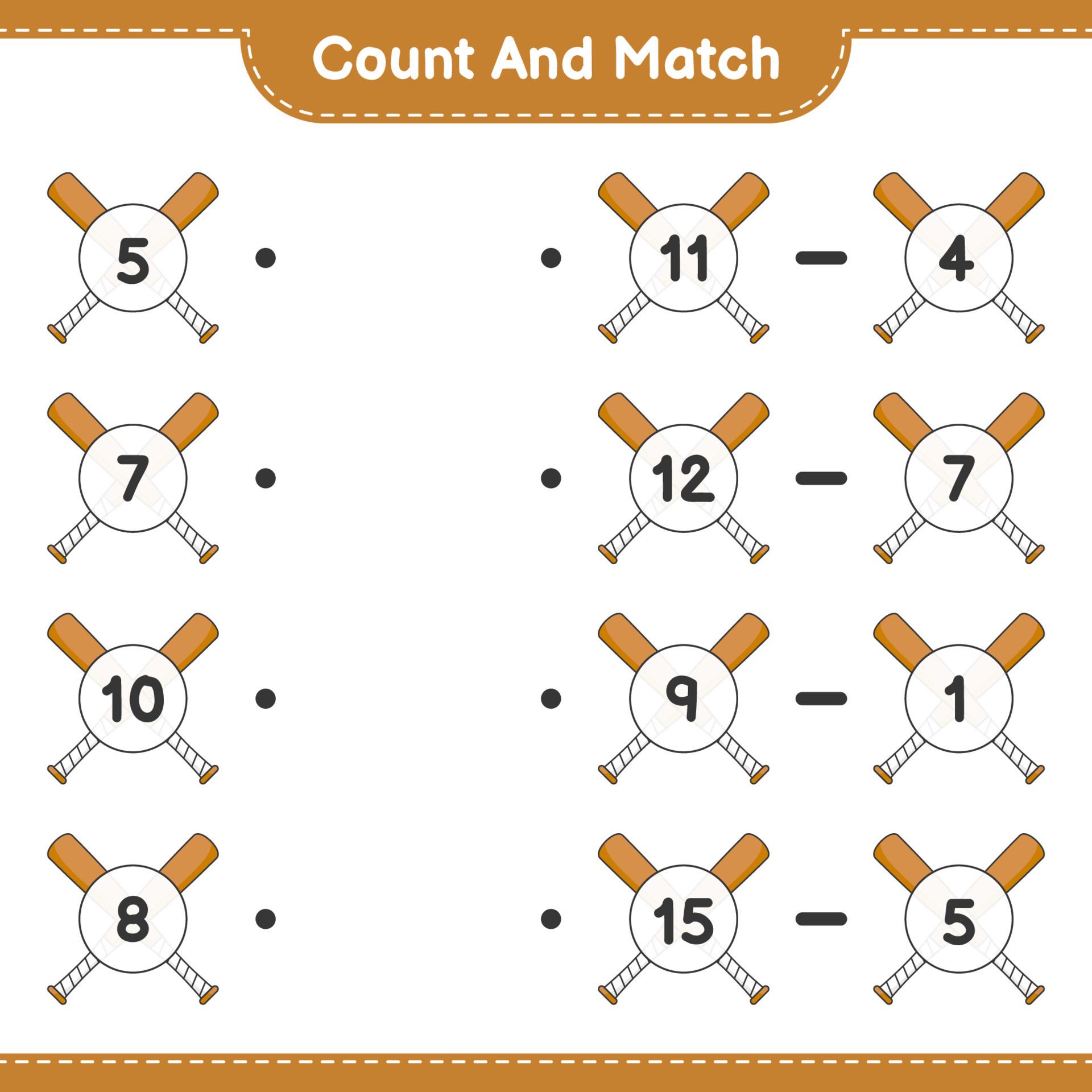 Count and match, count the number of Baseball Bat and match with the