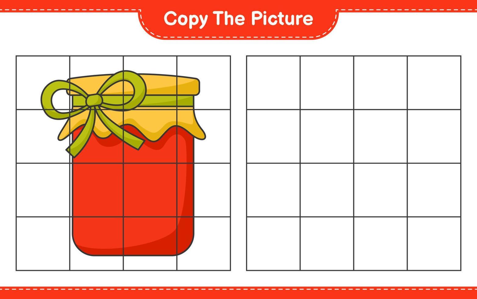 Copy the picture, copy the picture of Jam using grid lines. Educational children game, printable worksheet, vector illustration