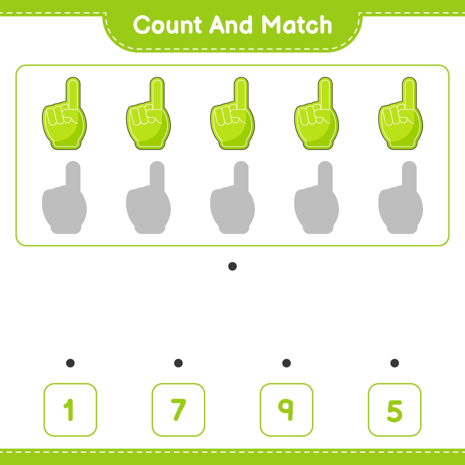 Count and match, count the number of Foam Finger and match with the