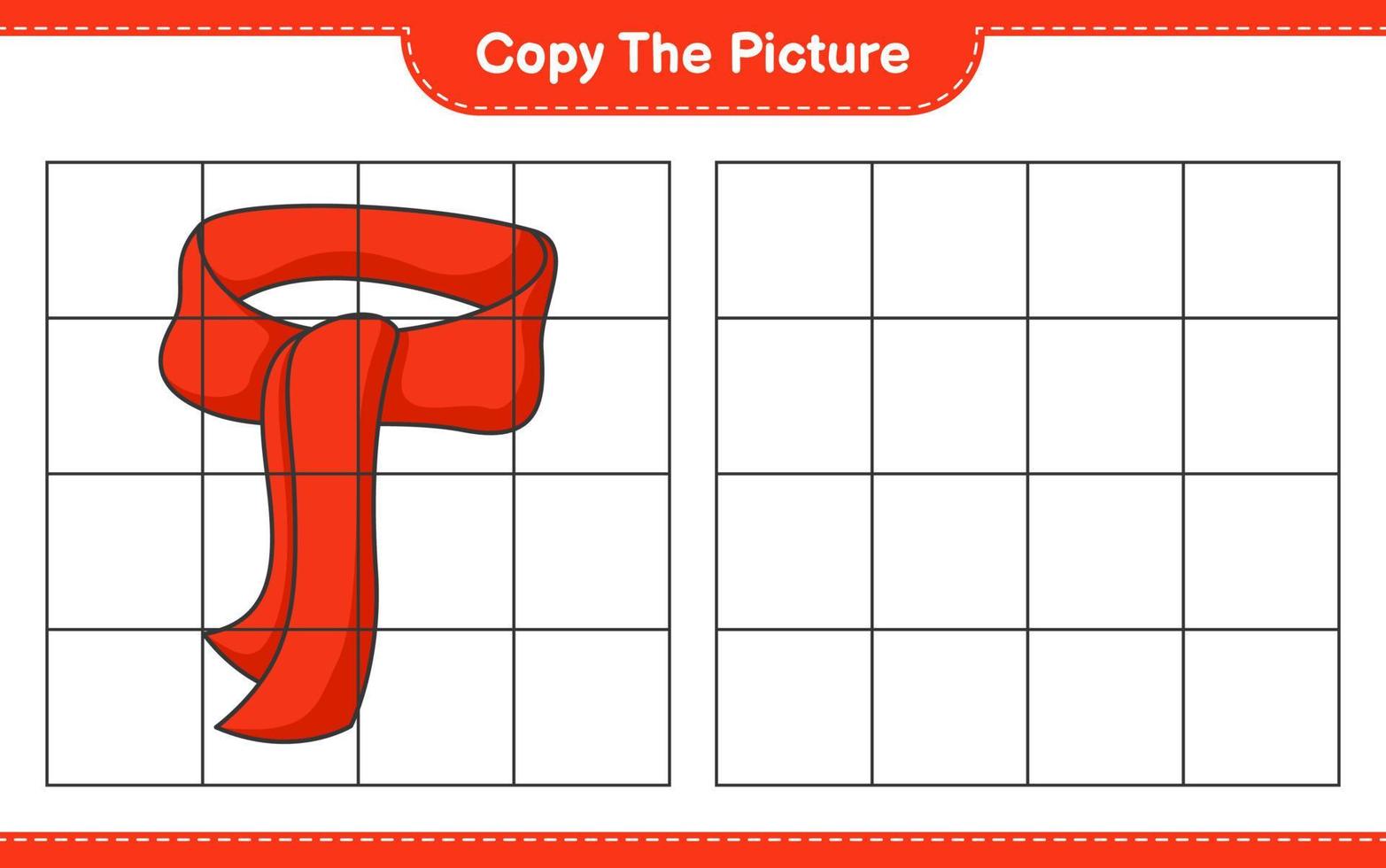 Copy the picture, copy the picture of Scarf using grid lines. Educational children game, printable worksheet, vector illustration