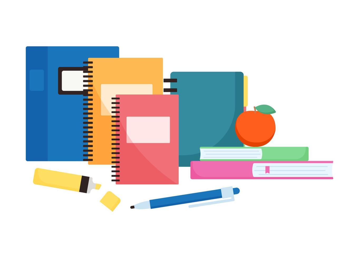 Learning and reading concept. Stationery accessories vector