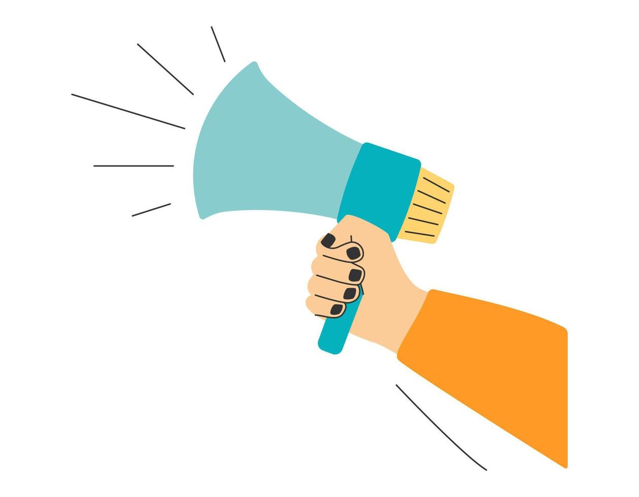 Loudspeaker in hand for protest, promotion, advertising, etc. vector