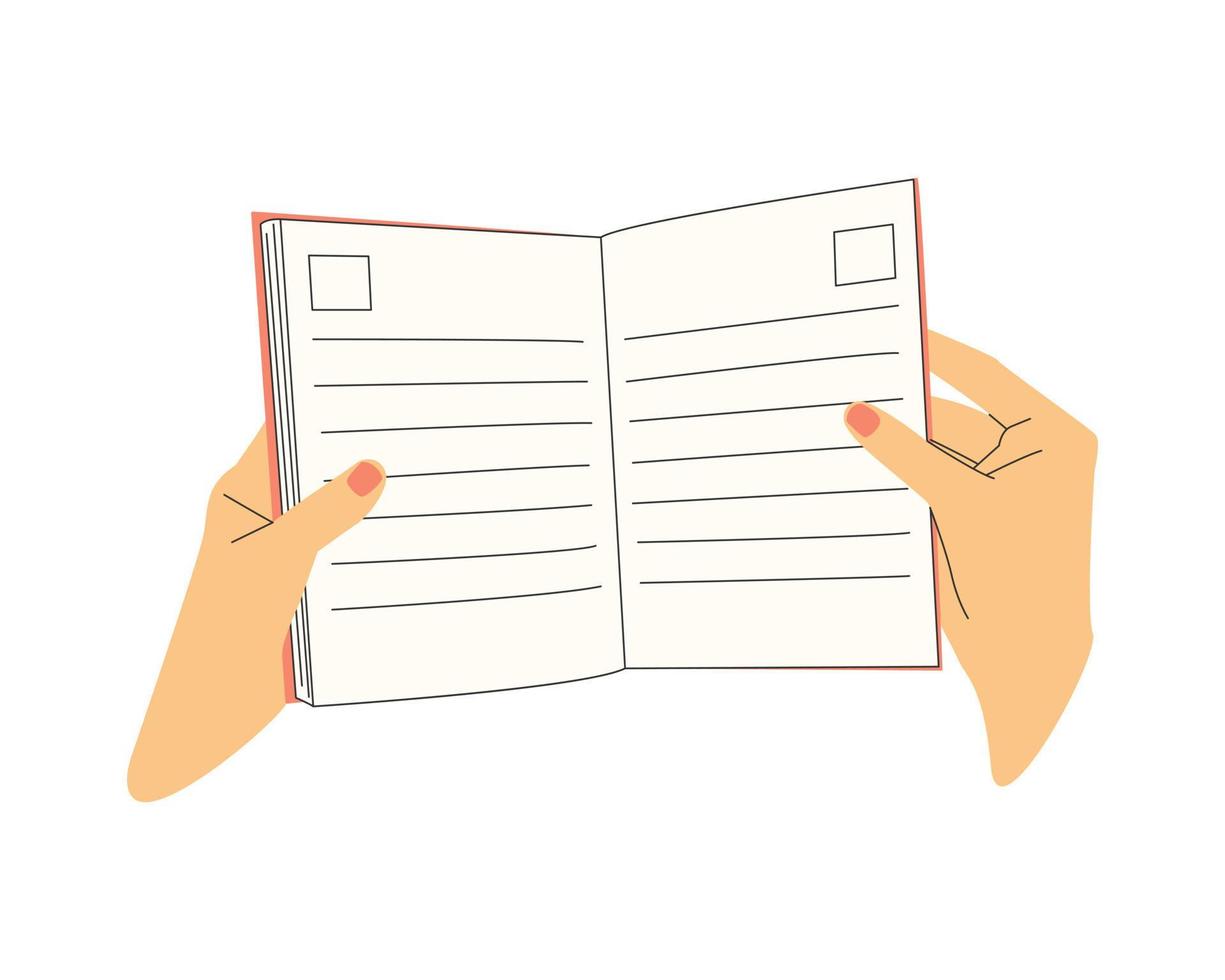 Opened book in hands. Education concept vector