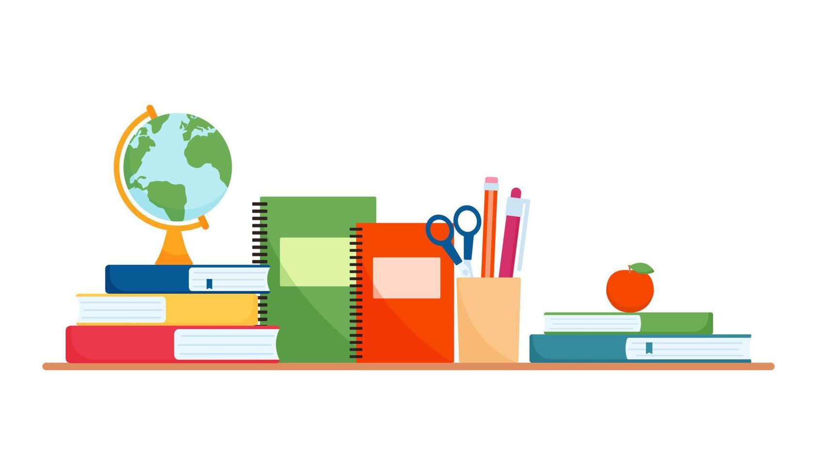 Learning and reading concept. Stationery accessories vector