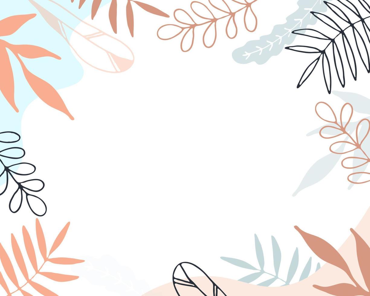 Soft colored background with tropical leaves. Boho style vector