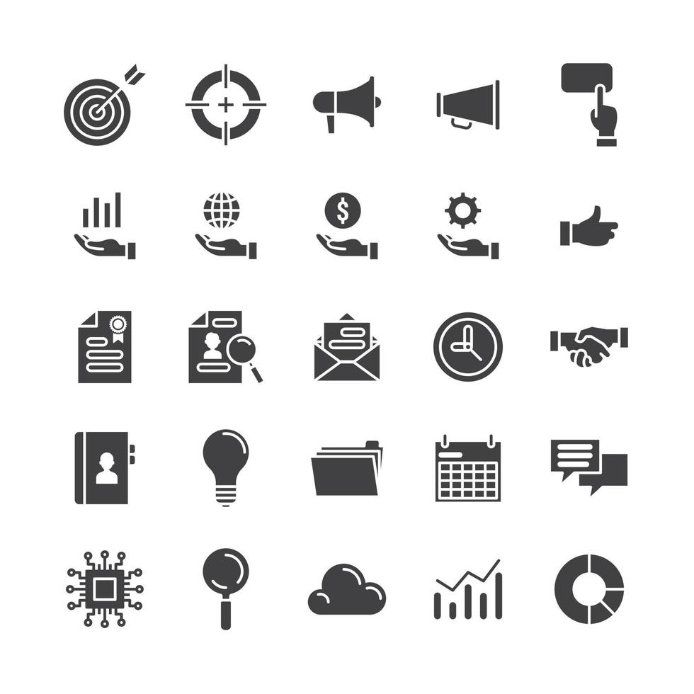 Business and finance flat icons set. office outline icon collection, vector