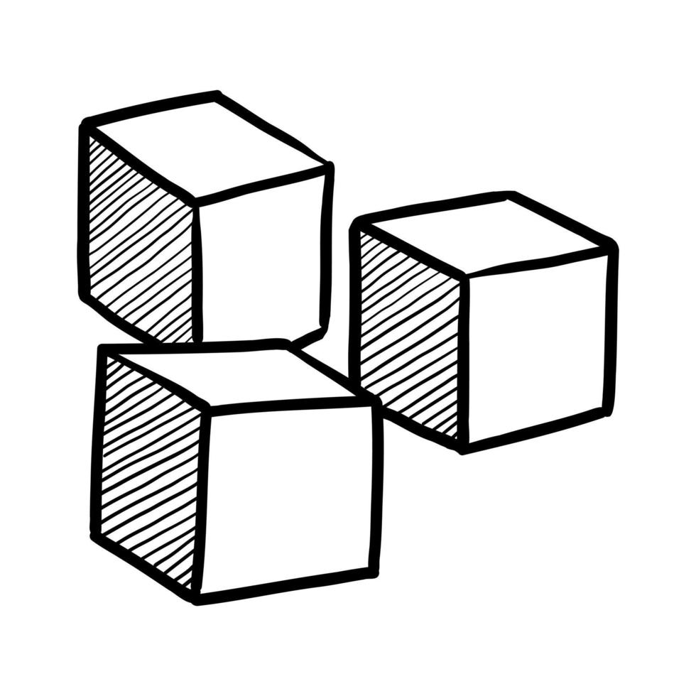 VECTOR CONTOUR DRAWING OF PIECES OF FETA CHEESE ON A WHITE BACKGROUND