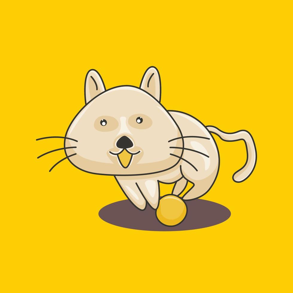 ilustración vectorial de un lindo gato sonriendo feliz con una pose única vector
