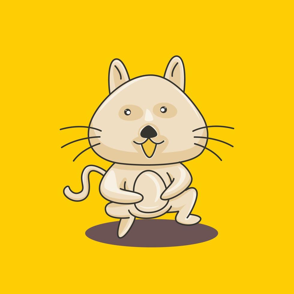 ilustración vectorial de un lindo gato sonriendo feliz con una pose única vector