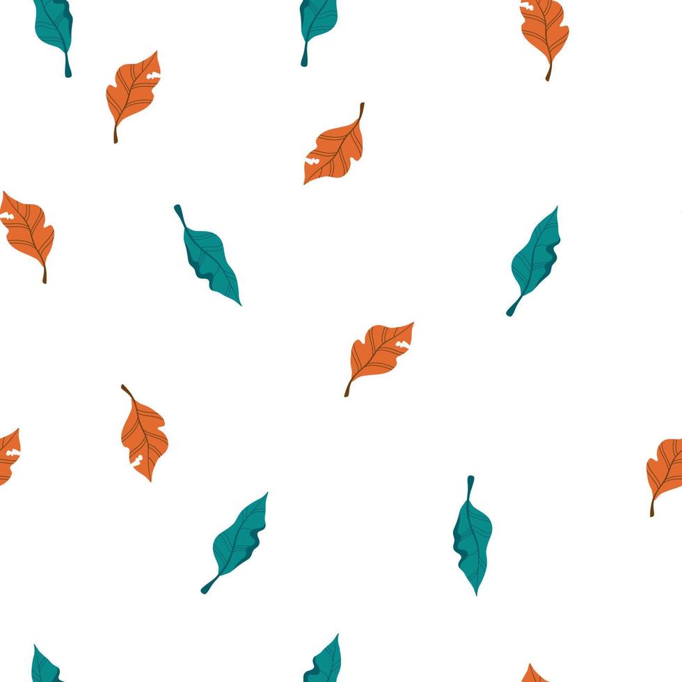 Leaves seamless pattern. Autumn Background with foliage. Design for poster, kitchen textiles, clothing and wallpaper. Flower graphic design. Botany texture. Vector cartoon illustration