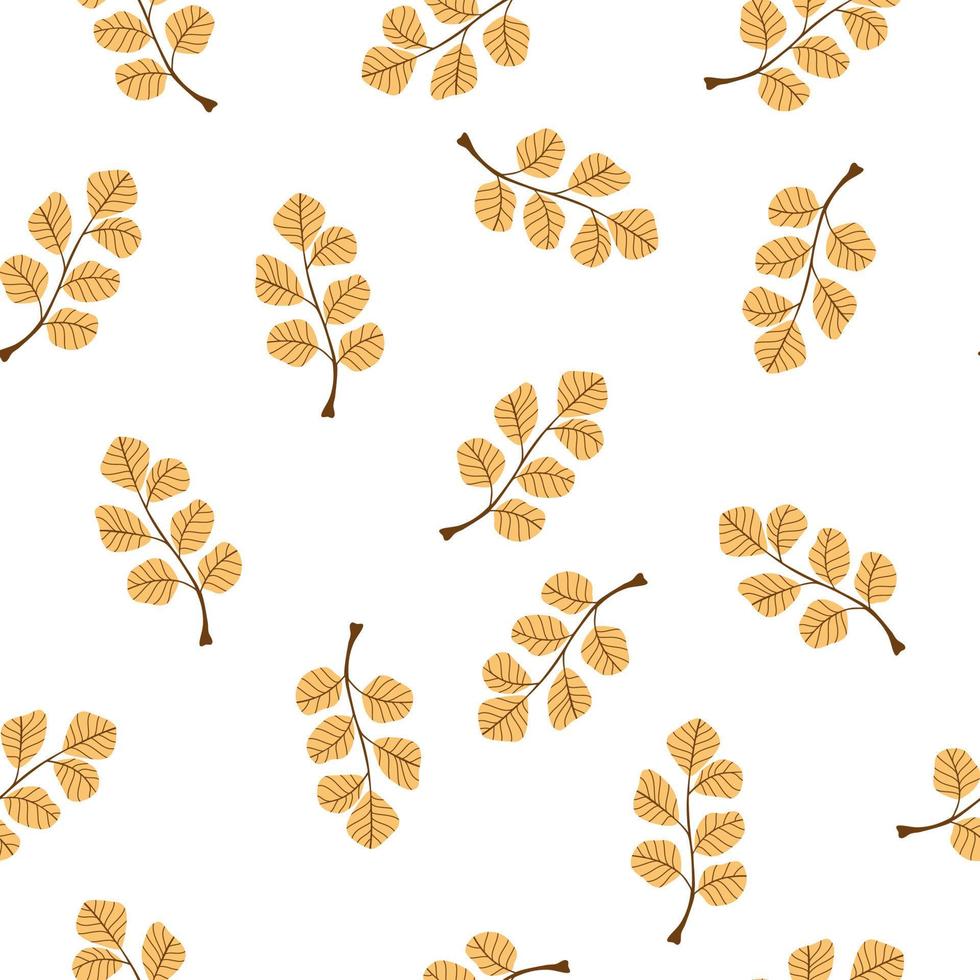 Leaves seamless pattern. Autumn Background with foliage. Design for poster, kitchen textiles, clothing and wallpaper. Flower graphic design. Botany texture. Vector cartoon illustration