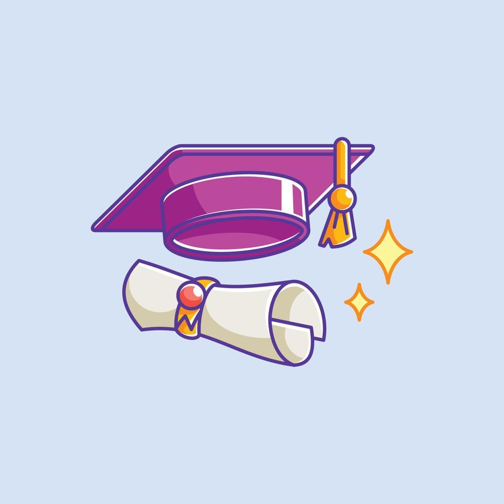 gorro de graduación y diploma con sello vector