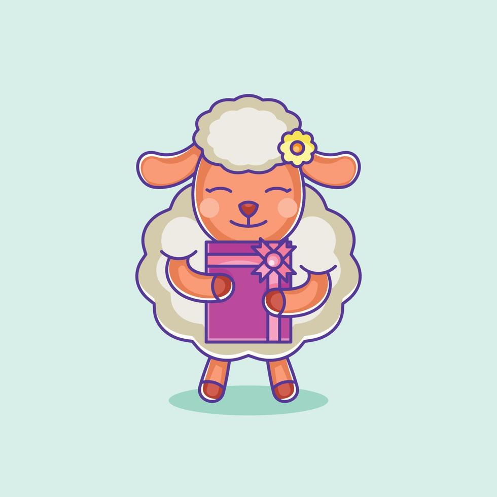 Cute sheep in cartoon style vector