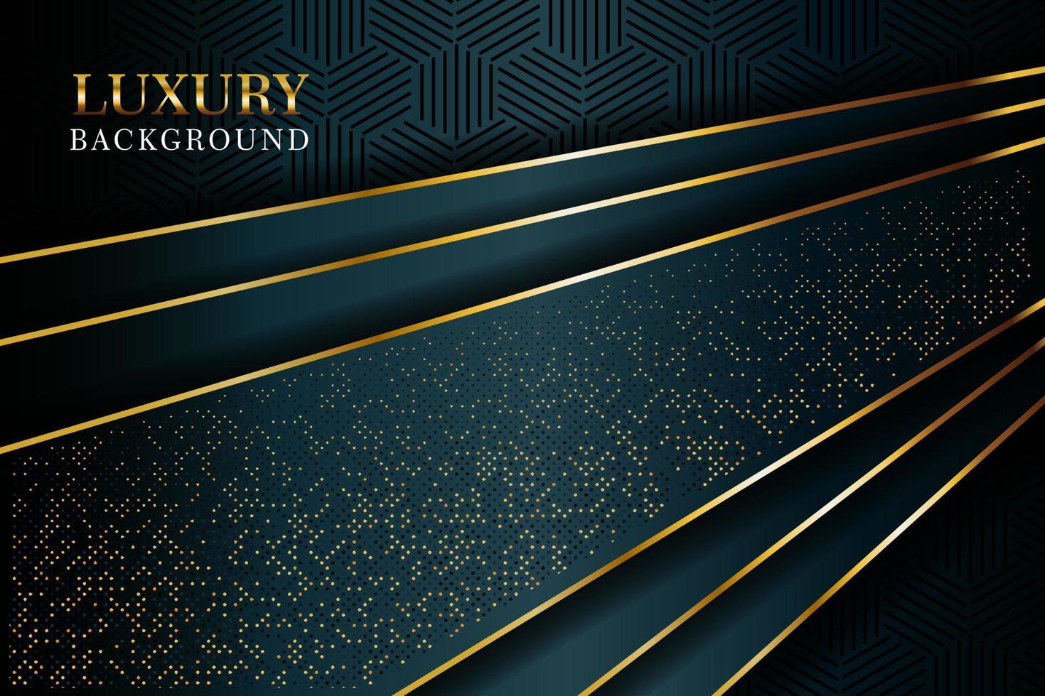 Abstract dark green overlap with glitters dotts and golden line modern luxury futuristic technology background vector illustration.