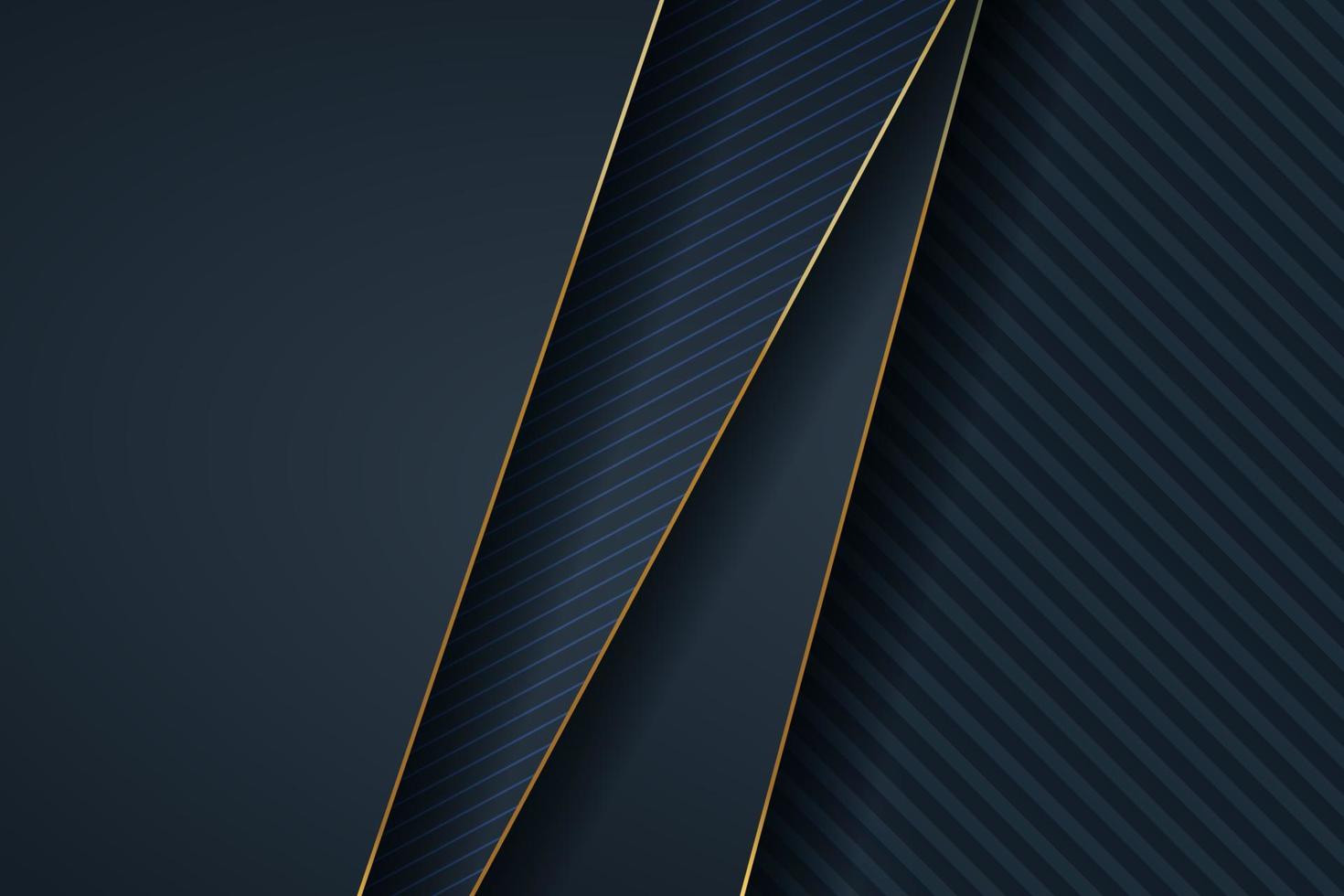 abstract dark navy with overlap layers and gold line background. eps10 vector