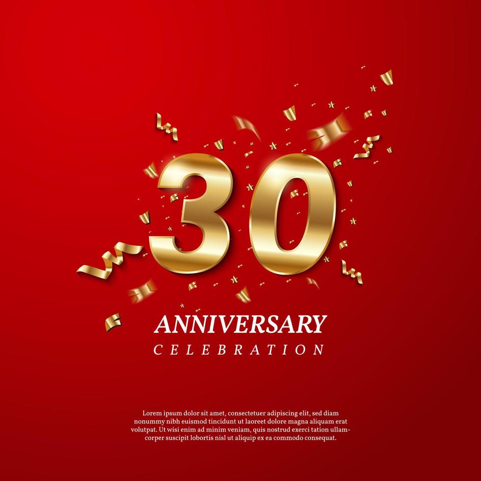 celebración del 30 aniversario. número de oro 30 vector