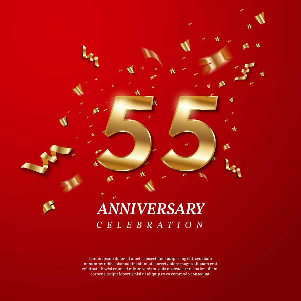 55th Anniversary celebration. Golden number 55 vector