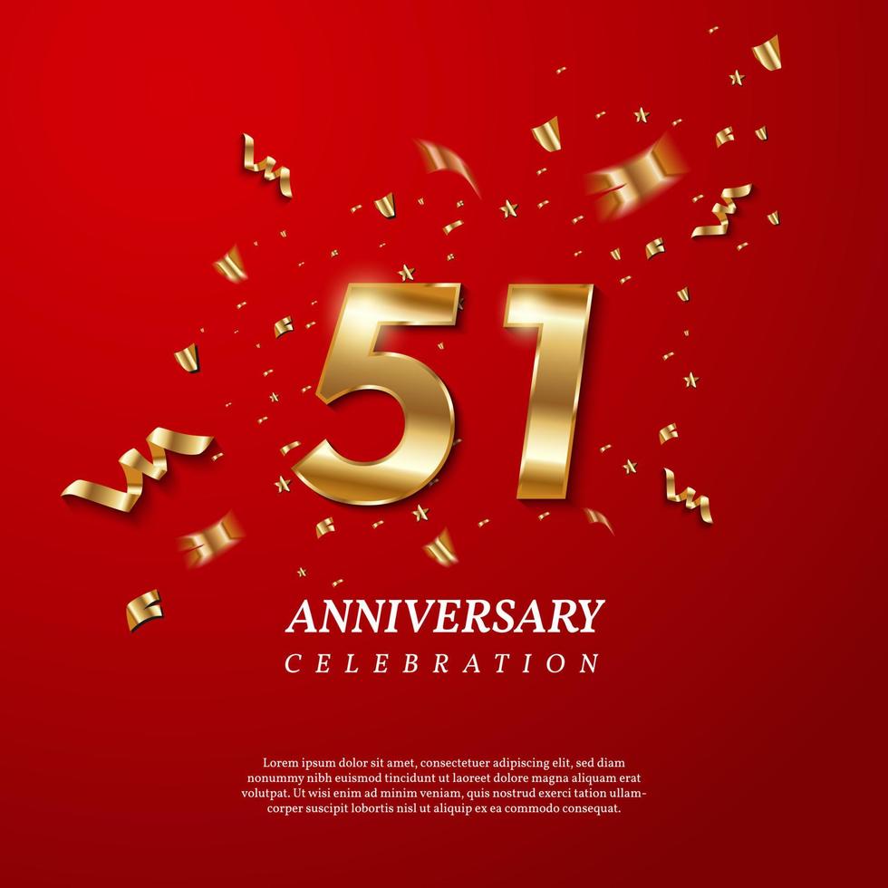 51th Anniversary celebration. Golden number 51 vector