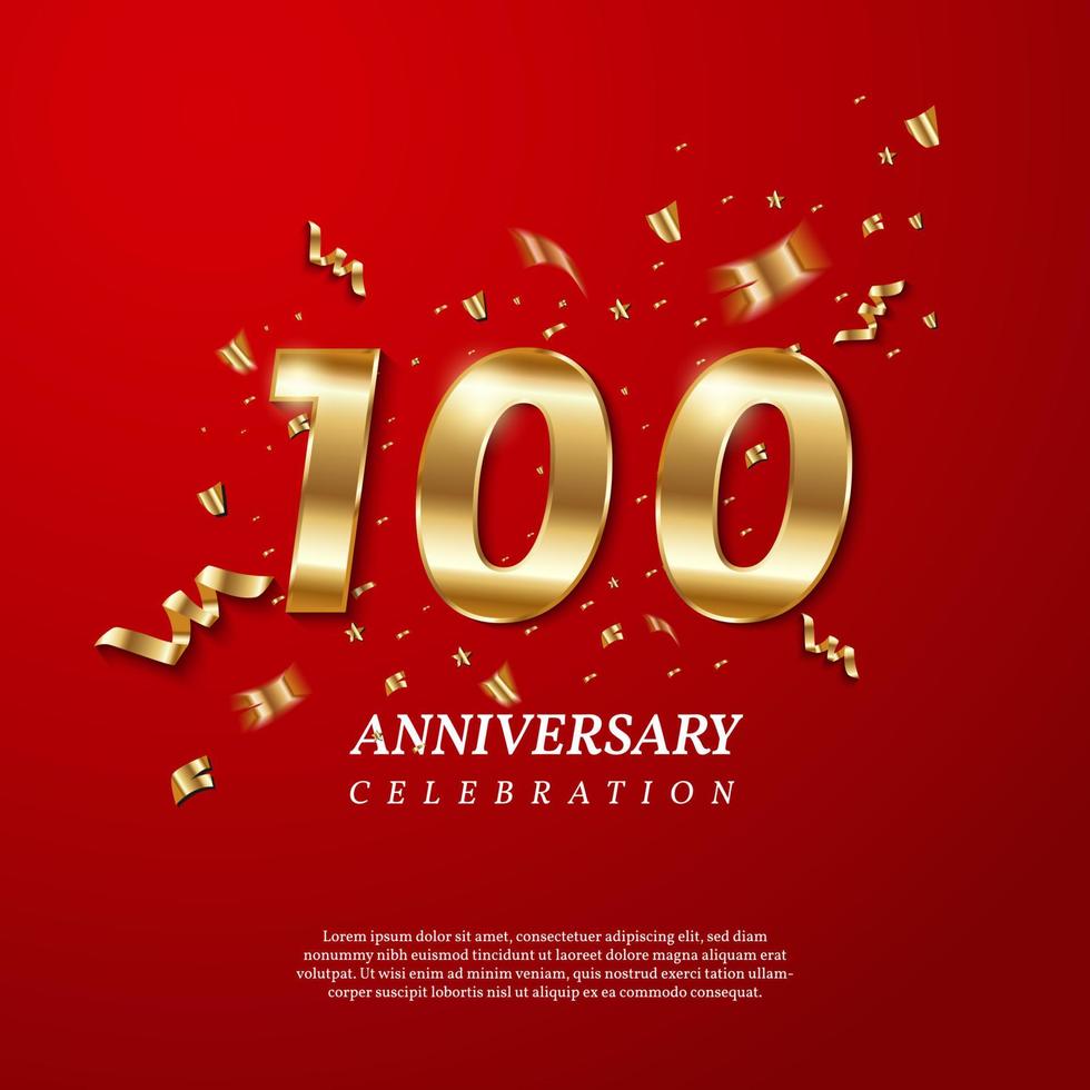 100th Anniversary celebration. Golden number 100 vector