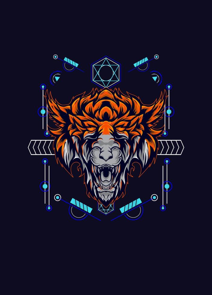 dark wolf head with sacred geometry. eps10 vector