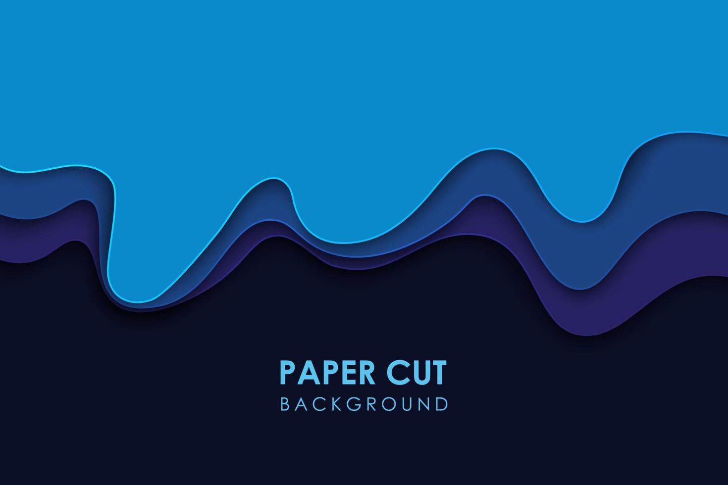 Papercut wavy geometric topography or paper cut liquid geometric gradient pattern on blue 3D multi layer background Eps10 vector