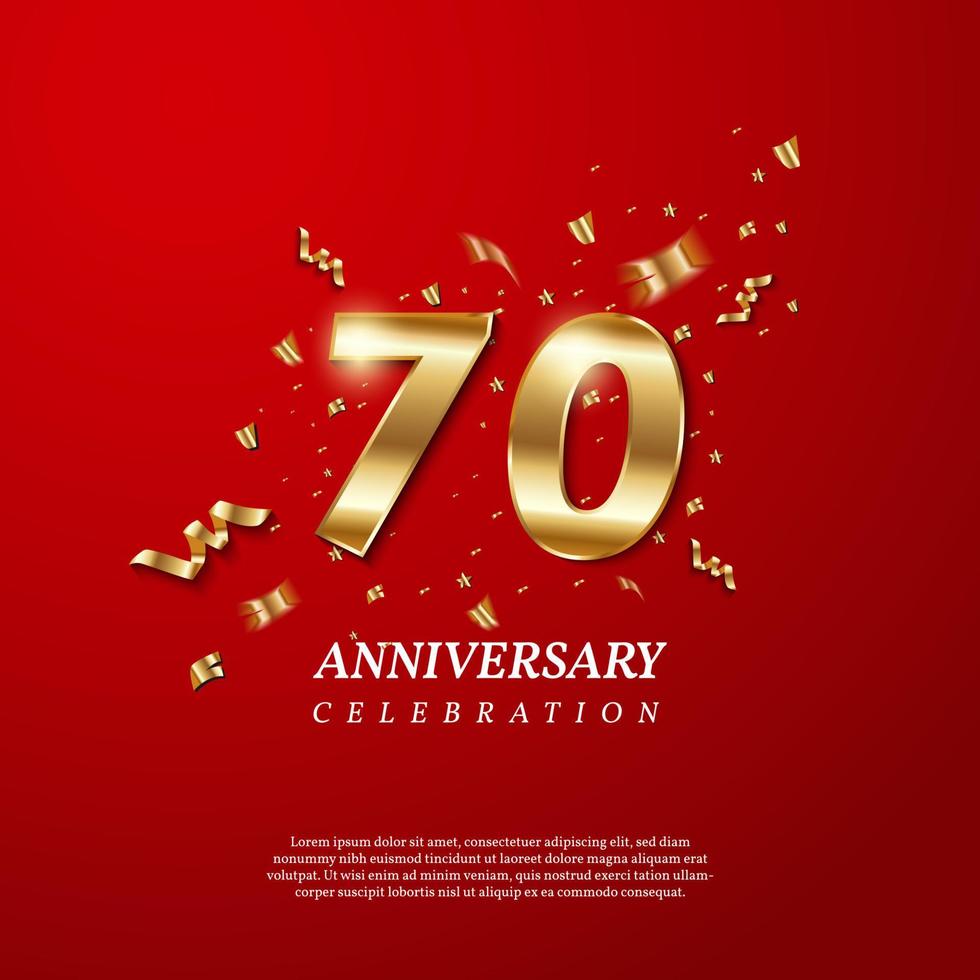 70th Anniversary celebration. Golden number 70 vector